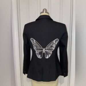 HipChick Couture Black Beaded Butterfly Blazer/Jacket/Coat